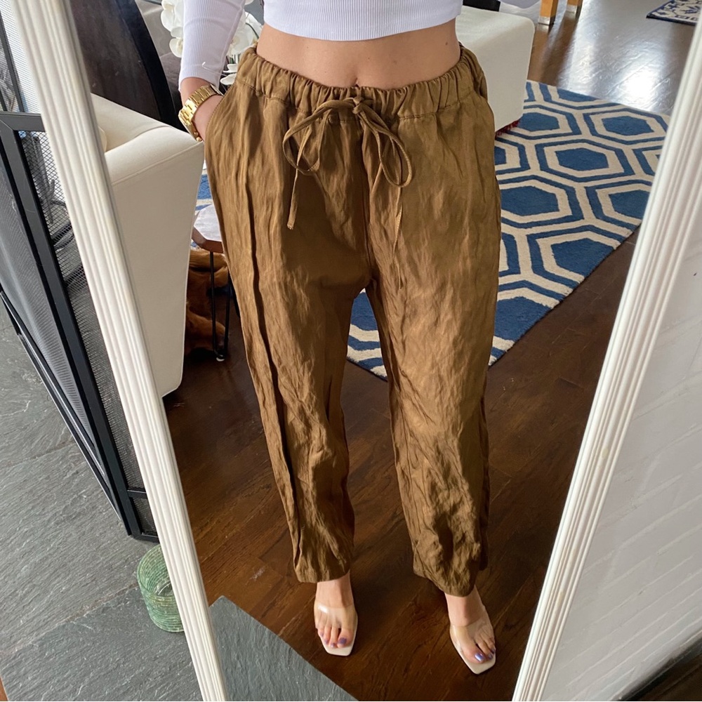 ZARA Gold Brown Metallic Trouser! 🤎